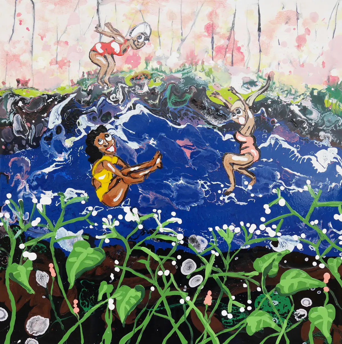 Mary Ronayne, 'Wild Swimming', 2024, Enamel On Wood, 40 X 40 X 4 Cm 15 3 4 X 15 3 4 X 1 5 8 In, HOFA Gallery